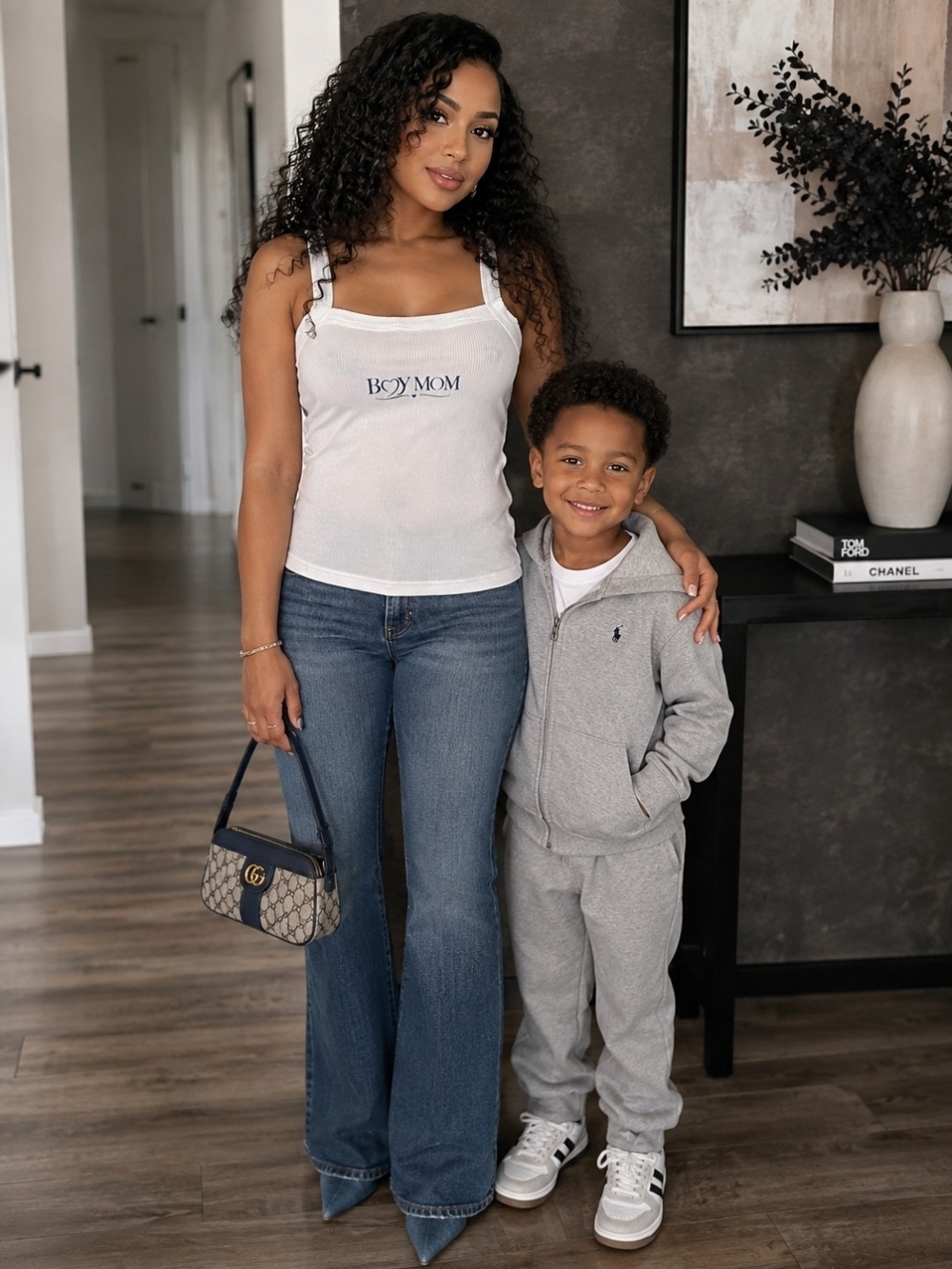 White Ribbed Tank Top with Logo - Picture 7 of 8
